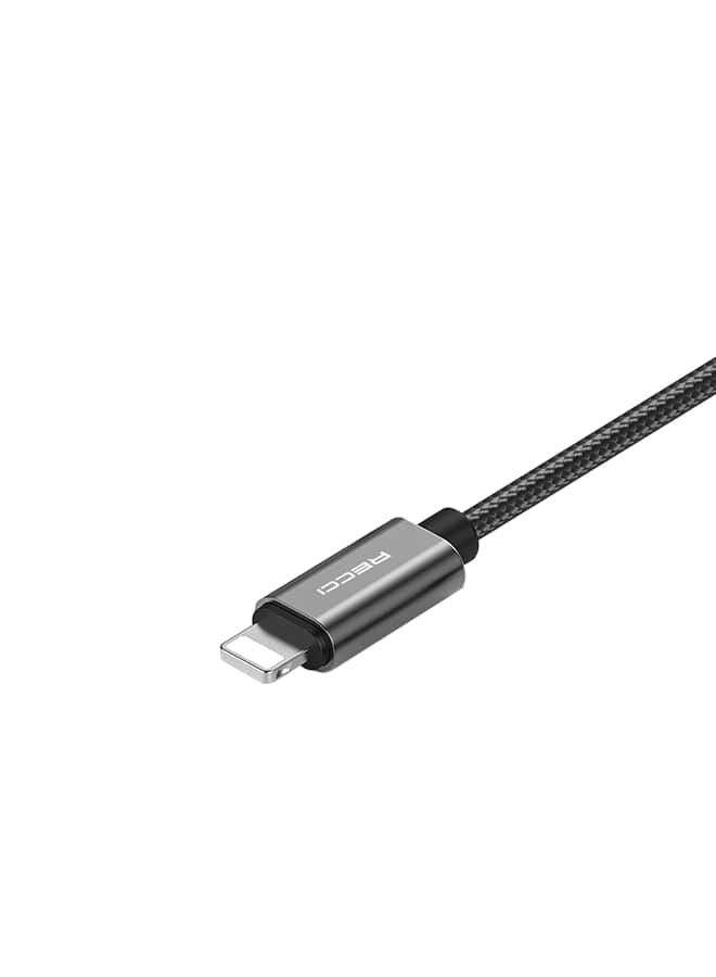 Recci Cable Lightning to Aux 3.5mm cable for car speaker or headphones, compatible with iPhone, 100cm Black - Image 4