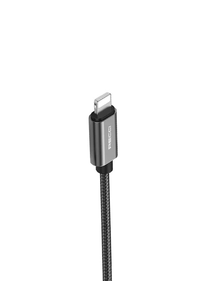 Recci Cable Lightning to Aux 3.5mm cable for car speaker or headphones, compatible with iPhone, 100cm Black - Image 2