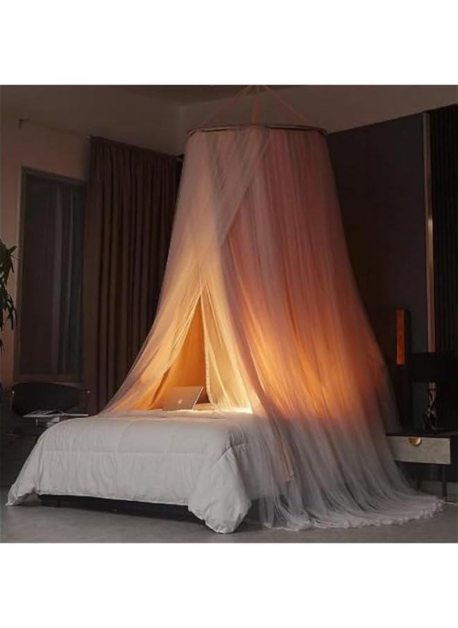 HOOKOR Luxurious Double Layer Canopy Bed Curtain,Dream Bed Canopy for Girls & Adults, Large Elegant Double Layer Bed Curtain Canopy Drapes, Round Dome Lace Princess Canopies Netting (Pink)  - Image 4
