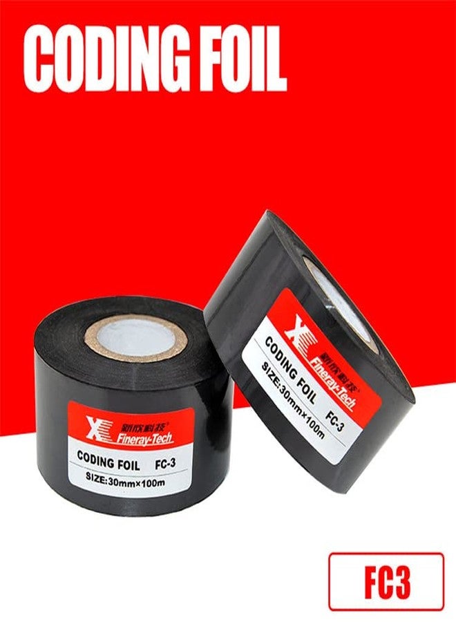 BAR-CODING TECH, 30mm X 100meters Expiry Batch Stamping Ribbon, Stamp Coding foil Black (Pack-5 Rolls) (5) - Image 5