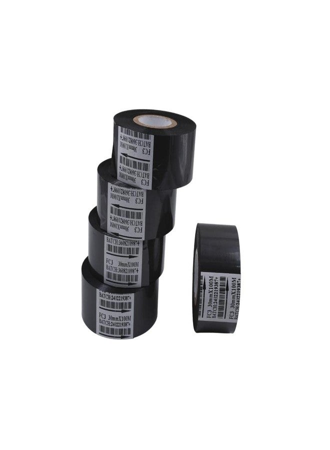 BAR-CODING TECH, 30mm X 100meters Expiry Batch Stamping Ribbon, Stamp Coding foil Black (Pack-5 Rolls) (5) - Image 1