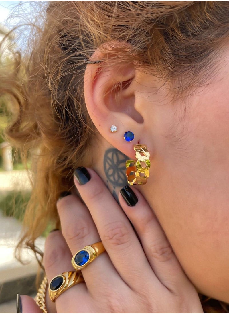 Clé de Lune - Chain Hoops Earrings- Gold - Image 1