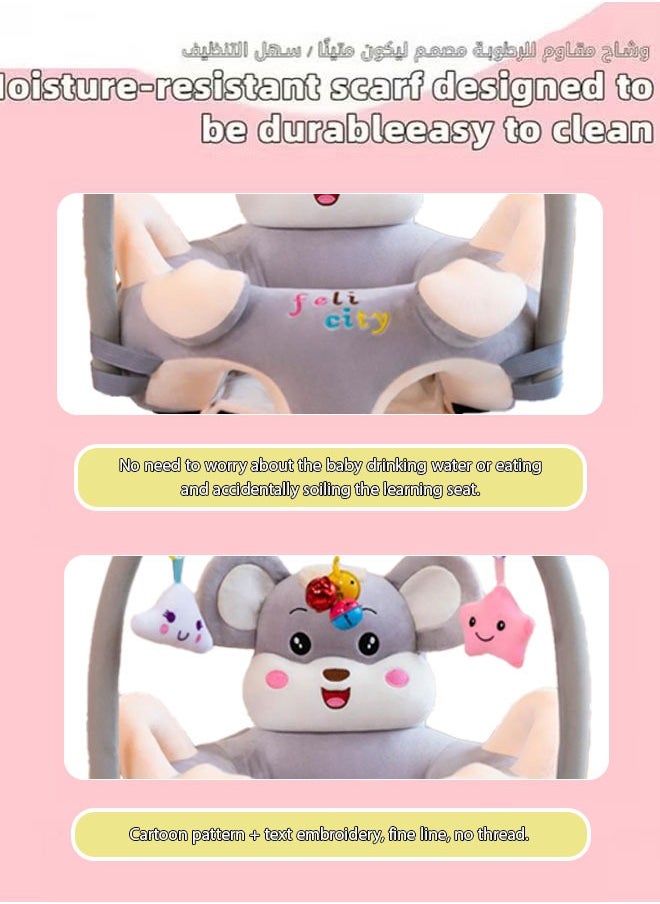 Vinnatsu Baby Sitting Training Sofa Cartoon Animal Design Plush Kids Sofa Cute Stylish Baby Sofa Toy For Living Room Bedroom Learn Sitting Chair With Non-Slip Silicone Bottom Nursery Sit Support Plush Seat Gift For Kids Boys Girls  - Image 5
