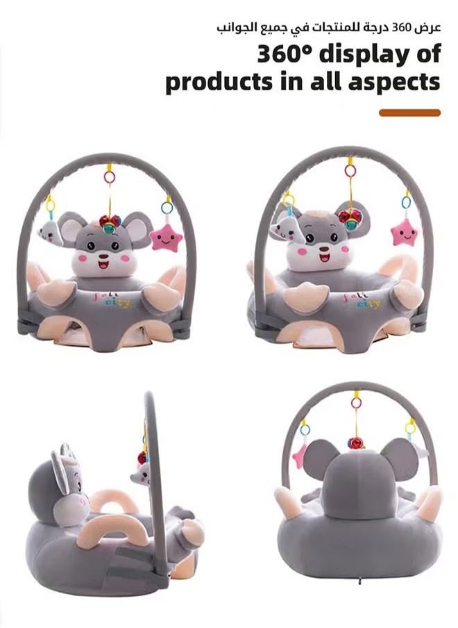 Vinnatsu Baby Sitting Training Sofa Cartoon Animal Design Plush Kids Sofa Cute Stylish Baby Sofa Toy For Living Room Bedroom Learn Sitting Chair With Non-Slip Silicone Bottom Nursery Sit Support Plush Seat Gift For Kids Boys Girls  - Image 3