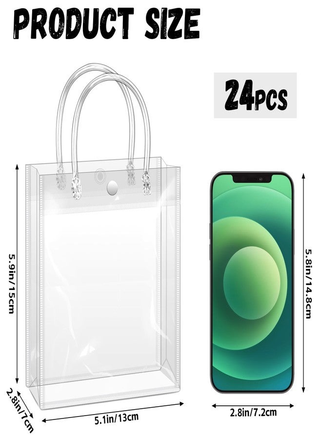 BadenBach 24 PCS Mini Clear Gift Bags with Handle,5.1" x 5.9" x 2.8", Transparent Small Plastic Gift Wrap Bags Bulk Reusable Clear Party Favor Goodie Bag for Boutique Wedding Birthday Christmas - Image 2