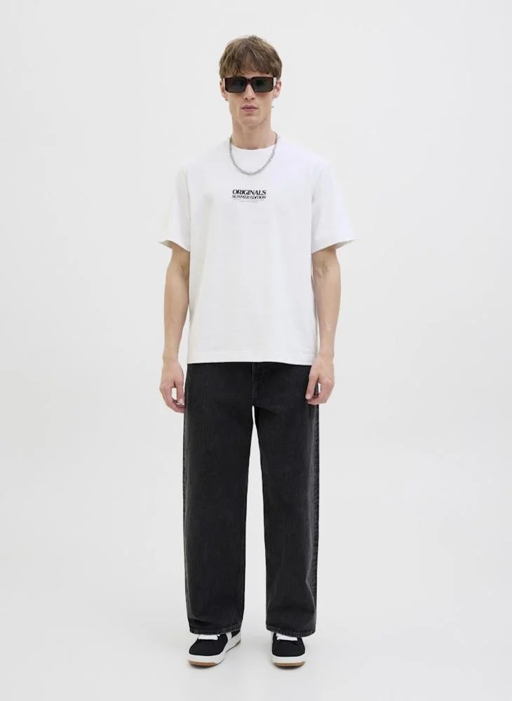 JACK & JONES Text Print Crew Neck Regular Fit T-Shirt