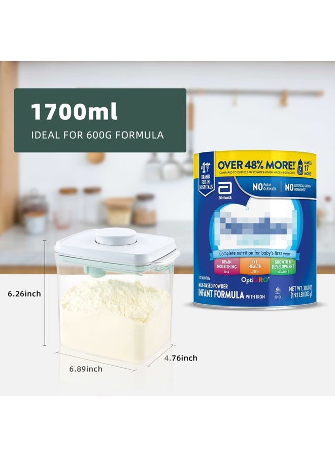 Tourdeus Formula Container - 1700ml Pop Top Milk Powder Container, BPA-Free Airtight Formula Dispenser with Scoop and Scraper, 21OZ, 1.32LB, 600g, Clear - Image 5
