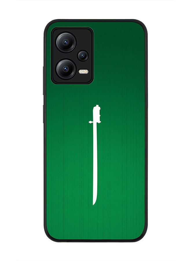 Stylizedd Rugged Black edge case for Poco X5 / Redmi Note 12 5G Slim fit Soft Case Flexible Rubber Edges Anti Drop TPU Gel Thin Cover - Sword Of Saudi - Image 1