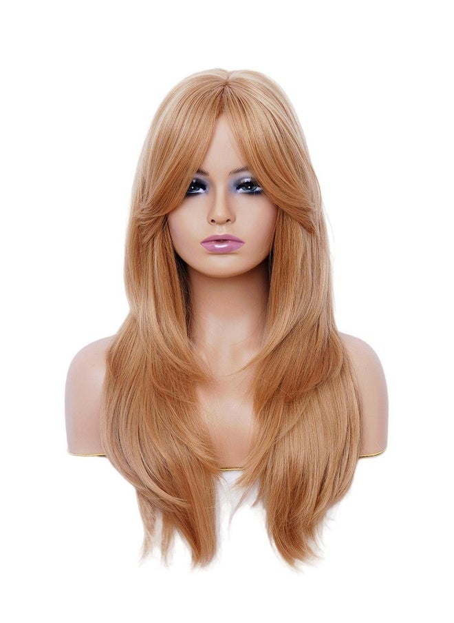Rugelyss - Ugelyss Long Wavy Strawberry Blonde Wigs For Women Layered Synthetic Hair Wig With Bangs For Daily Party - Image 1