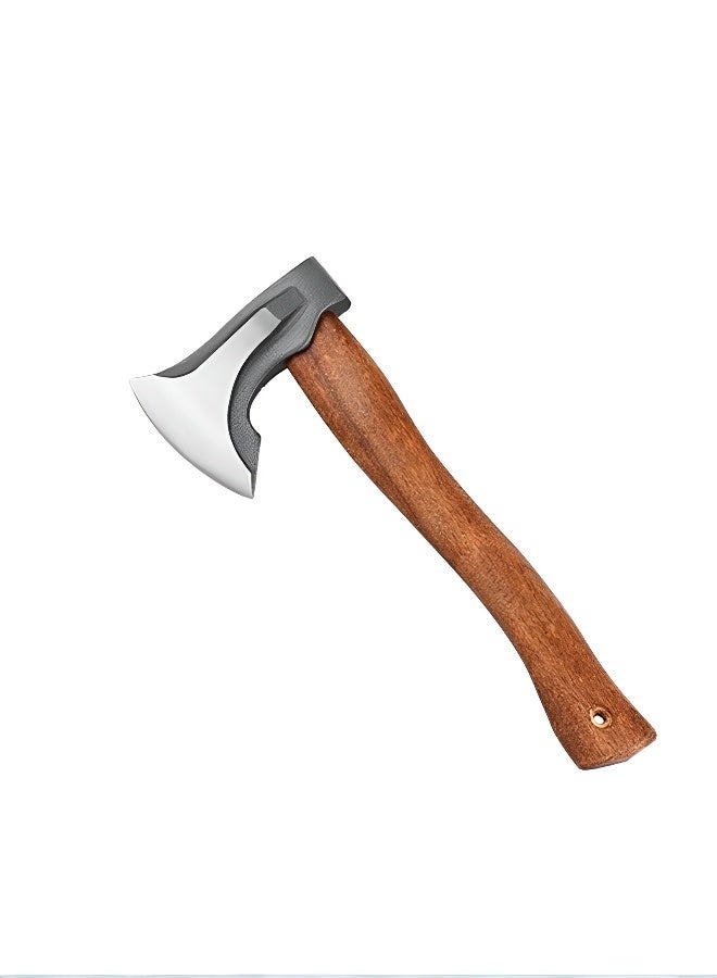 سكين فأس من الفولاذ المقاوم للصدأ على شكل فأس بمقبض خشبي ومقبض من الخيزران سكين تقطيع الخشب في الحديقة، سكين تقطيع الخشب للتخييم في الهواء الطلق - Image 4