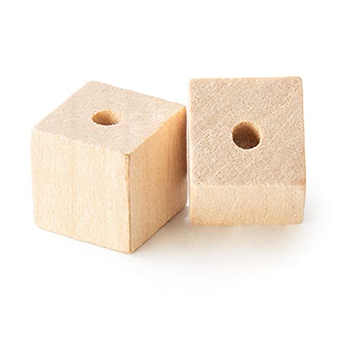 Pinehurst Crafts 1/2in Wood Cubes with Holes, Unfinished Solid Wood Square Beads for DIY Craft and Building Projects, Pack of 25, WoodSquareHole-.5 - Image 2