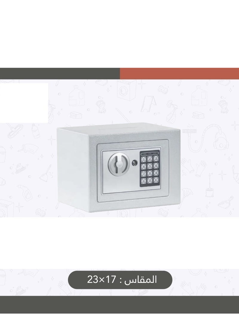 خزنة ابيض رقمية إلكترونية مع قفل لوحة مفاتيح إلكتروني ومفتاح  - Image 1