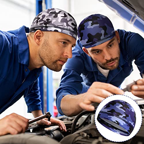 Tarpop 10 Pcs Men Skull Caps Cooling Welding Hard Helmet Liner Cycling Skull Caps Wicking Beanie Do Rag Head Wrap for Men(Camouflage and Solid Color Style) - Image 2
