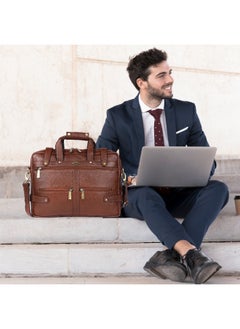 ليفراي حقيبة كمبيوتر محمول من الجلد الطبيعي للرجال والنساء من LAVERI® - تناسب حتى 15.6 بوصة حقيبة مكتب من جلد البقر حقيبة كروس بودي للأعمال حقيبة تنفيذية لجهاز iPad Macbook حزام كتف قابل للتعديل جودة ممتازة  - Image 5