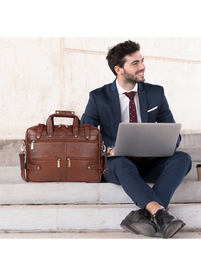 ليفراي حقيبة كمبيوتر محمول من الجلد الطبيعي للرجال والنساء من LAVERI® - تناسب حتى 15.6 بوصة حقيبة مكتب من جلد البقر حقيبة كروس بودي للأعمال حقيبة تنفيذية لجهاز iPad Macbook حزام كتف قابل للتعديل جودة ممتازة  - Image 5