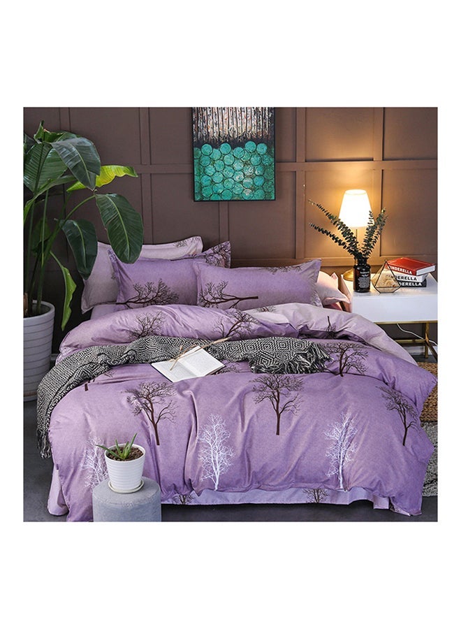 NIBEMINENT 4-Piece Floral Design Bedding Set Cotton Multicolour Queen