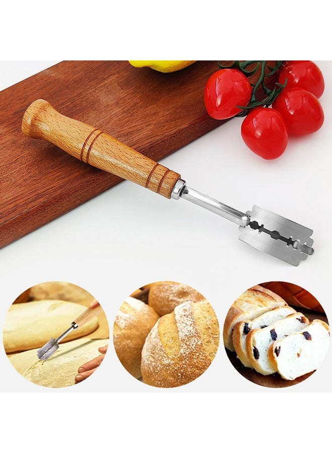 Premium Hand Crafted Bread Lame for Dough Scoring Knife, Lame Bread Tool for Sourdough Bread Slashing with 5 Blades Included with Replacement with Leather Protector Cover - Image 3
