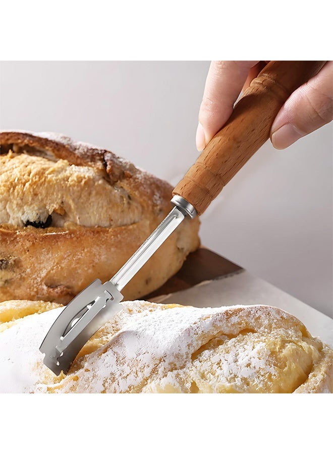 Premium Hand Crafted Bread Lame for Dough Scoring Knife, Lame Bread Tool for Sourdough Bread Slashing with 5 Blades Included with Replacement with Leather Protector Cover - Image 4