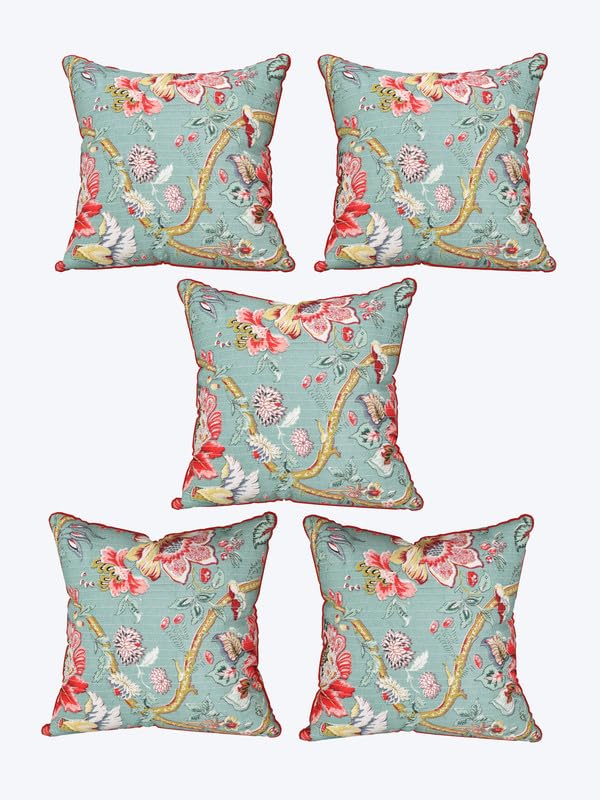 EasyGoods India Premium Cotton Cushion Covers 16x16 Inch | Soft Durable Fabric | Elegant Printed Covers for Sofa & Living Room | Hidden Zipper | Set of 5 - Image 4
