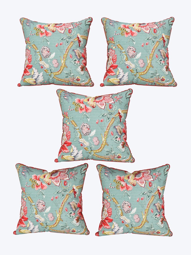 EasyGoods India Premium Cotton Cushion Covers 16x16 Inch | Soft Durable Fabric | Elegant Printed Covers for Sofa & Living Room | Hidden Zipper | Set of 5 - Image 5
