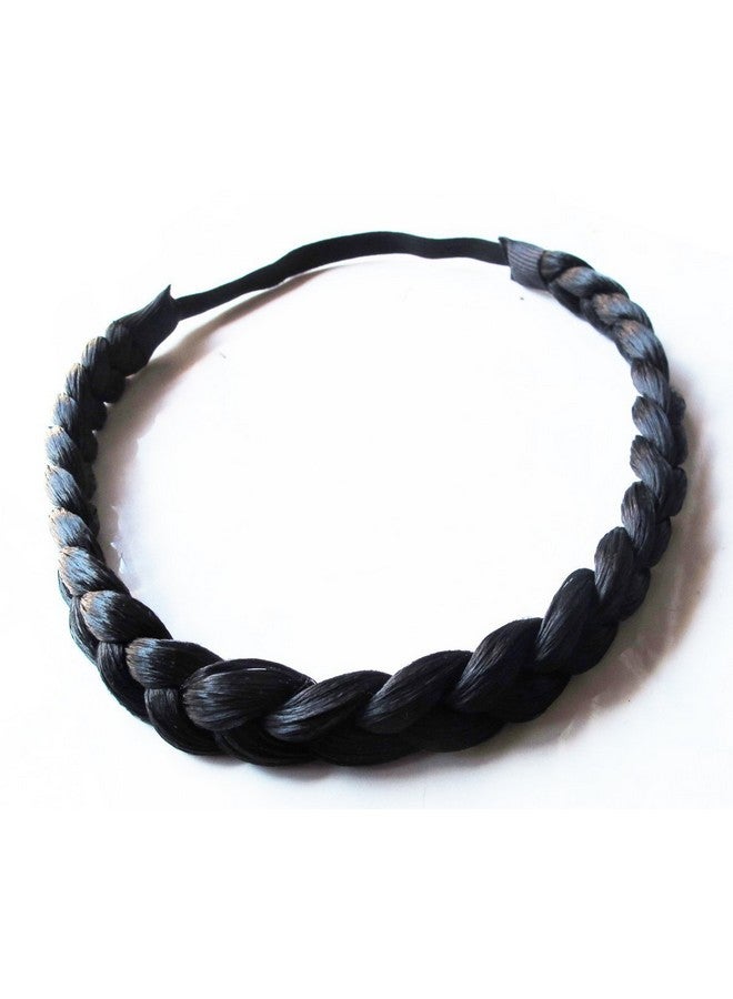 Gugzy Braided Faux Hair Plaits Soft Extensions Stretchy Headband Plastic Hairband, Hair Plaited Plait Elastic Hairband for Girls & Women (Black) - Image 4
