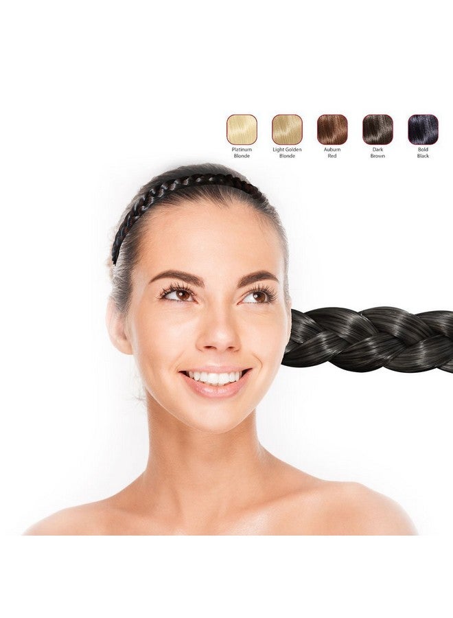Gugzy Braided Faux Hair Plaits Soft Extensions Stretchy Headband Plastic Hairband, Hair Plaited Plait Elastic Hairband for Girls & Women (Black) - Image 5