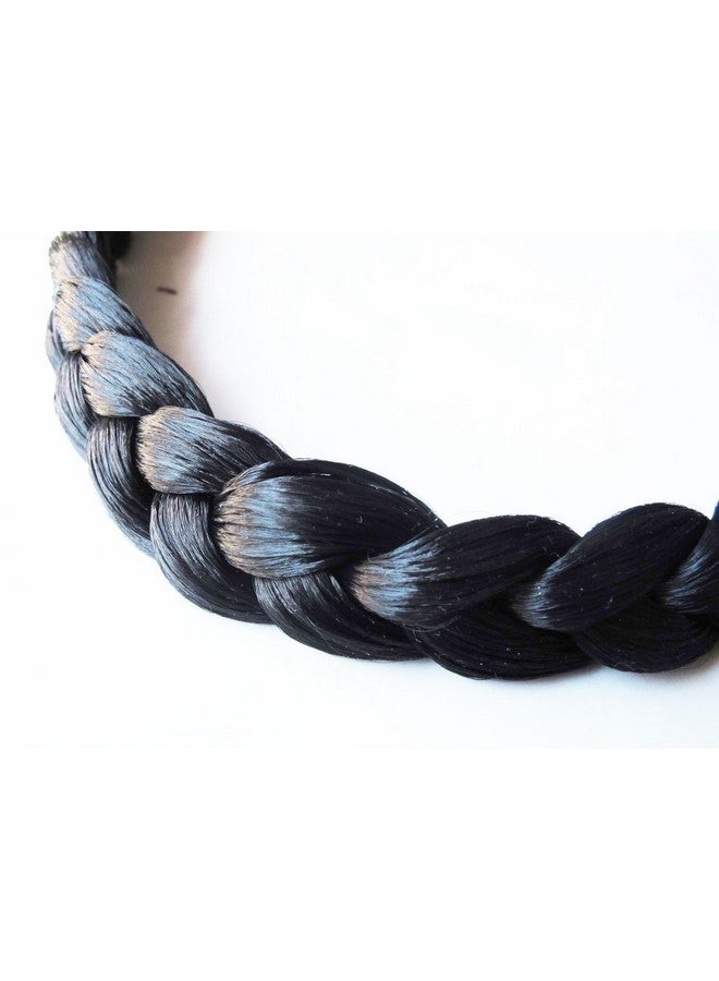 Gugzy Braided Faux Hair Plaits Soft Extensions Stretchy Headband Plastic Hairband, Hair Plaited Plait Elastic Hairband for Girls & Women (Black) - Image 3