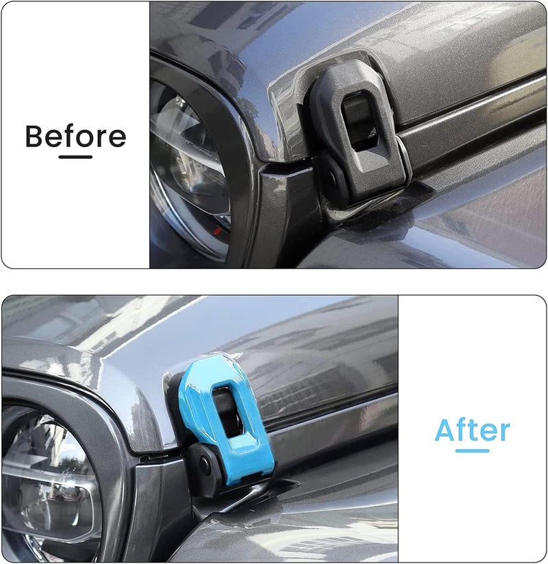 Hoolcar Hood Latch Lock Catch Brackets Cover for 2018-2021 Jeep Wrangler JL JLU & 2020-2021 Gladiator JT, Light Blue - Image 3