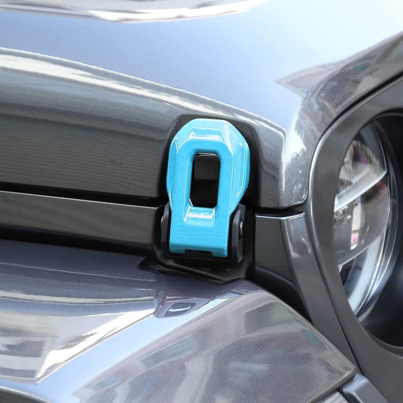 Hoolcar Hood Latch Lock Catch Brackets Cover for 2018-2021 Jeep Wrangler JL JLU & 2020-2021 Gladiator JT, Light Blue - Image 2
