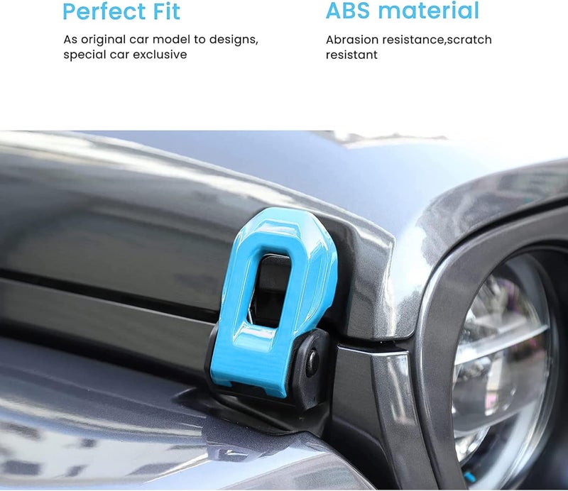 Hoolcar Hood Latch Lock Catch Brackets Cover for 2018-2021 Jeep Wrangler JL JLU & 2020-2021 Gladiator JT, Light Blue - Image 4