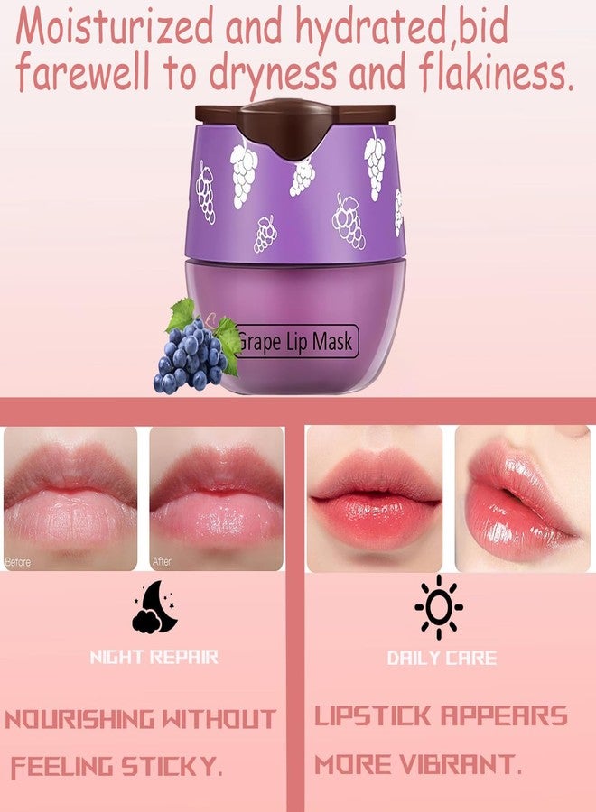 TIRDET 1 PCS Bee Lip Balm Honey Pot, Exfoliating Grape Sleeping Lip Mask Overnight with Sticks, Prevention Dry Hydrating and Crack Scrubs - Image 2