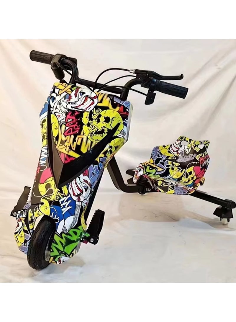 3-Wheel 36V Electric Drifting Scooter with 360° Rotation, LED Lights & Comfortable Seat – Multicolor