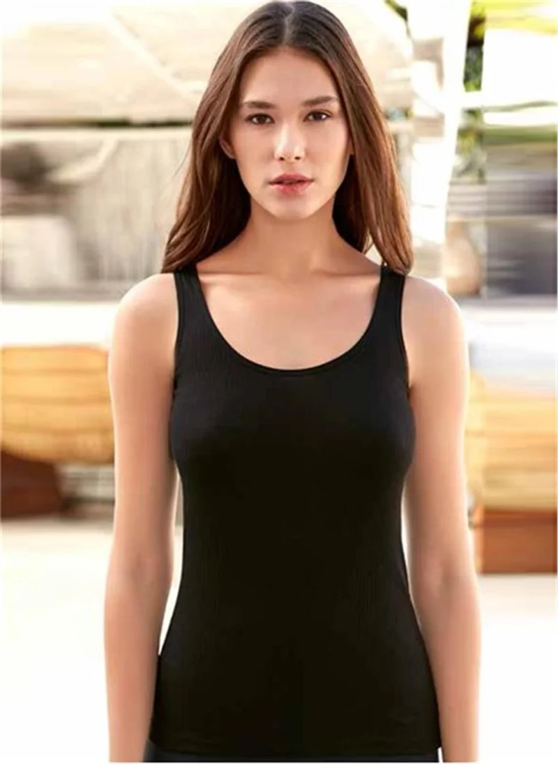 Berrak 2031-S Women's Thick Strap Modal Undershirt Black