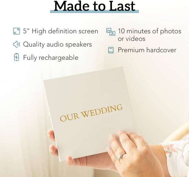 HEIRLOOM Video Book - 5" HD Screen for Custom Memory Gift - Wedding Birthday Christmas Anniversary - 20 Min Video Photo Keepsake - USB Rechargeable - Wedding - Image 4
