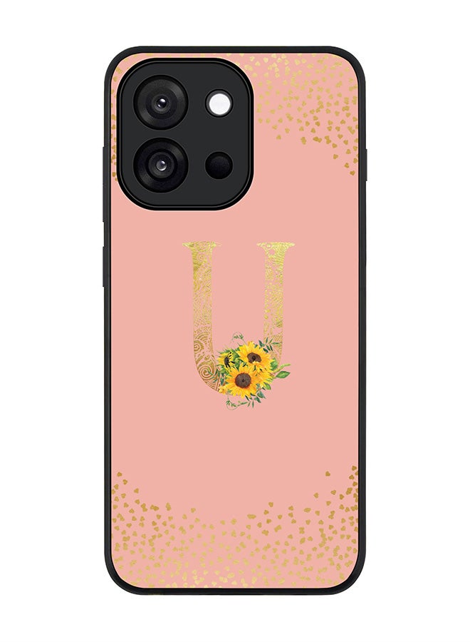 Stylizedd For OnePlus 13s / 13T Case,Slim fit Camera Protection, Shockproof Thin Phone cover  - Custom Floral Monogram - U  (Rose Pink )
