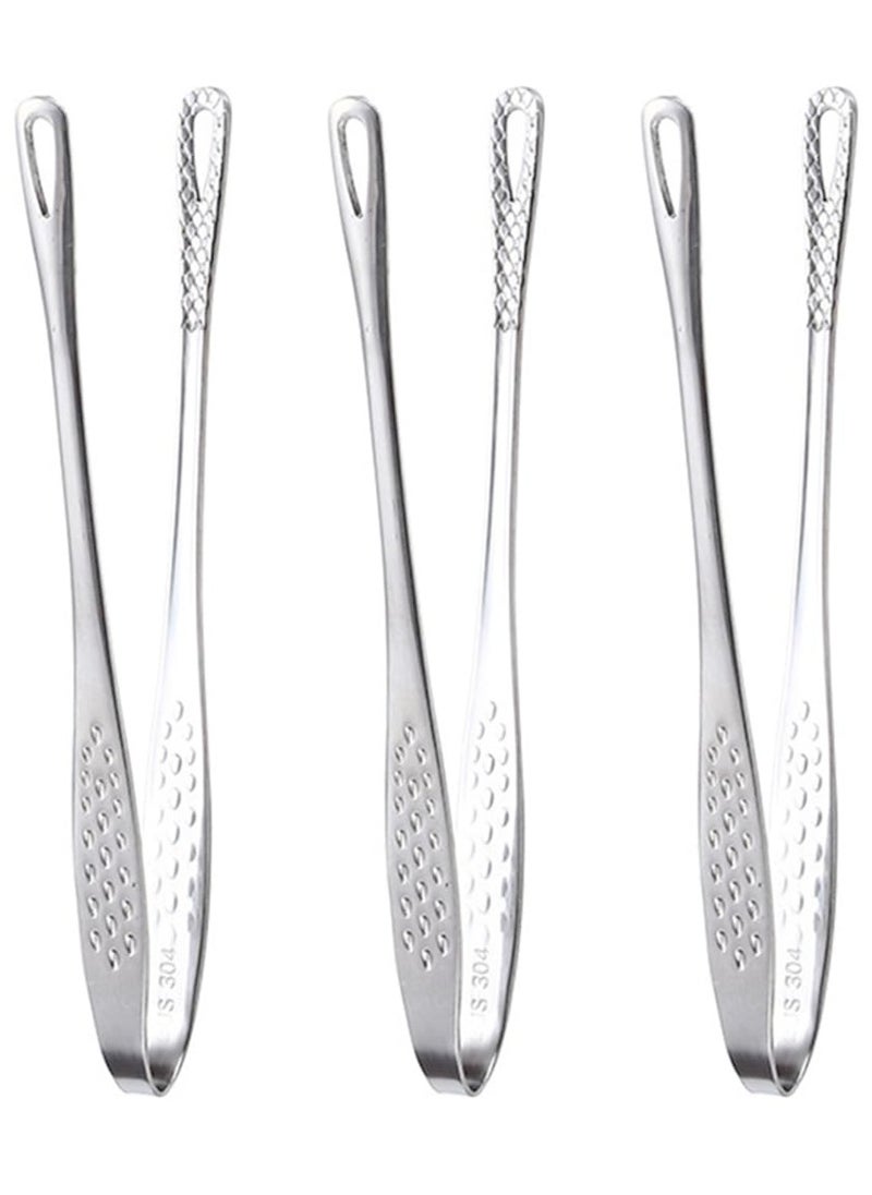 Excefore 3 Pcs Stainless Steel Grill Tongs Kitchen Food Tongs Cooking Tongs for Food Sweets Bread Cake Kitchen Wedding Party  - Image 1