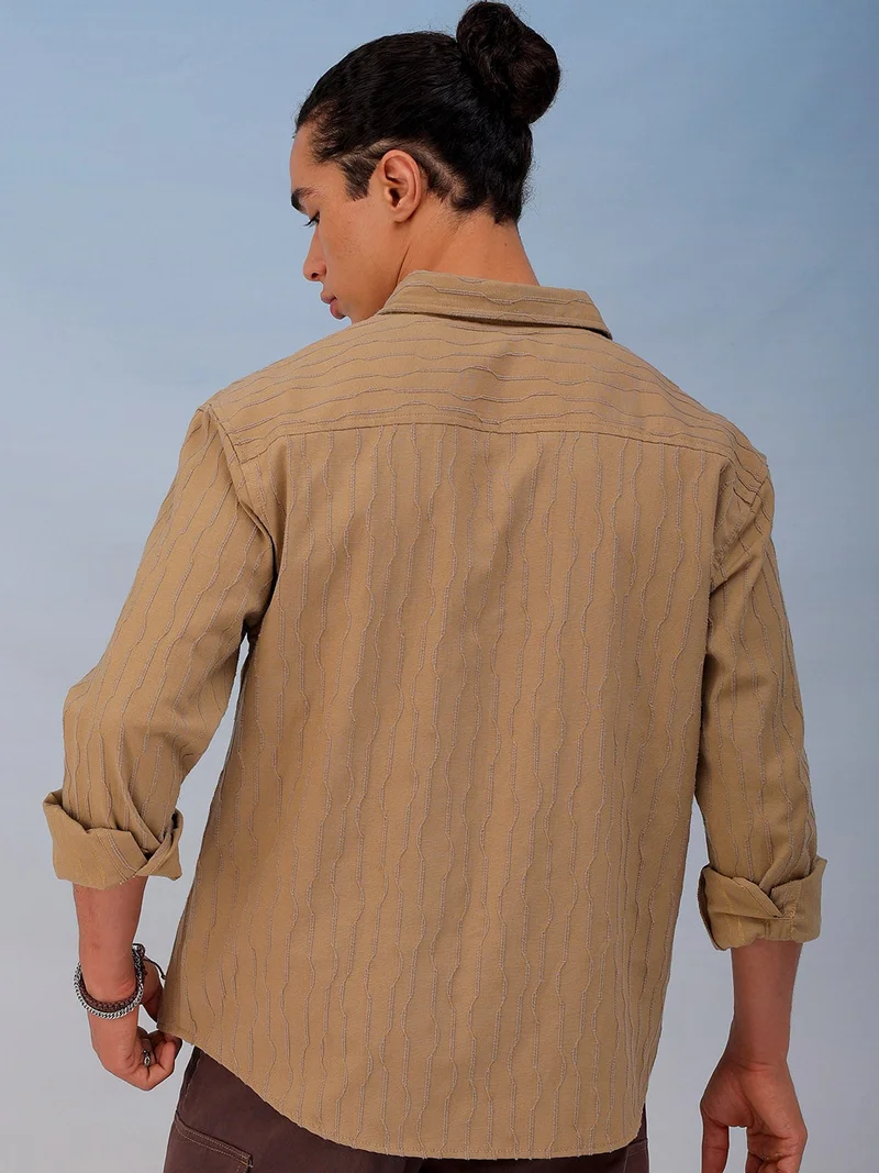ذا انديان كراج كو Men Relaxed Fit Solid Full Sleeves Cutaway Collar Resort Wear Shirt