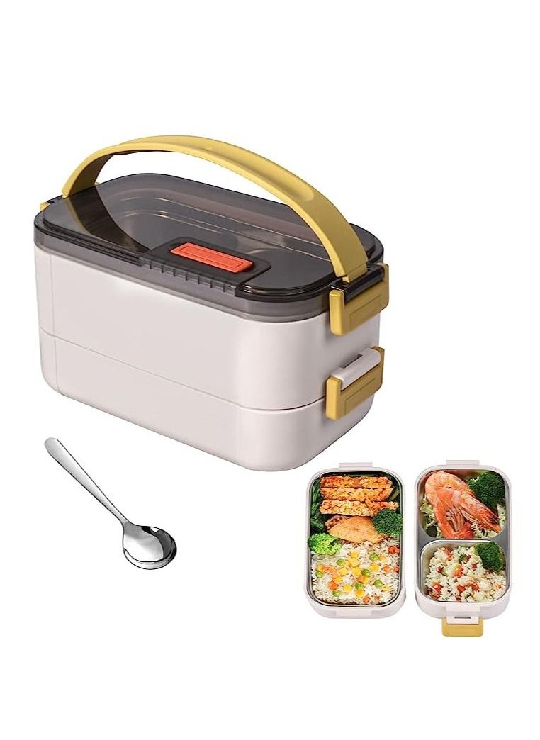 Bento Lunch Box for Adults & Kids, Reusable Stainless Steel Handheld Portable 2 Layers Meal Box, 1200ml Leakproof Food Storage Containers, Microwave Dishwasher Safe Lunch Box with Spoon - Beige - pzsku/ZC446B2C257C79473320CZ/45/_/1686712174/98f0ee06-4164-4b99-b01a-ca6d48a99b7b