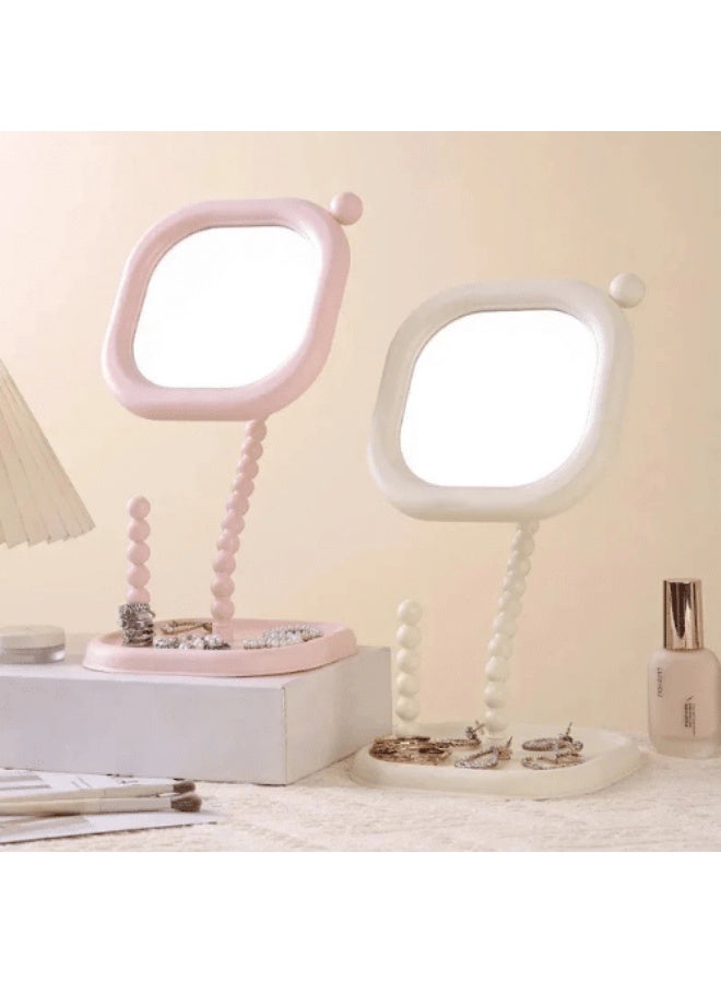 Cute-shaped makeup mirror for desk with accessory stand for girls and children, suitable for bedroom and bathroom - Image 4