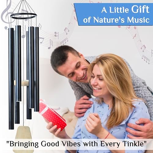 ZAICUS 41 Inch Large Wind Chime for Home Balcony, Outdoor Garden & Vastu – Soothing Sound, Hanging Décor- Black - Image 3