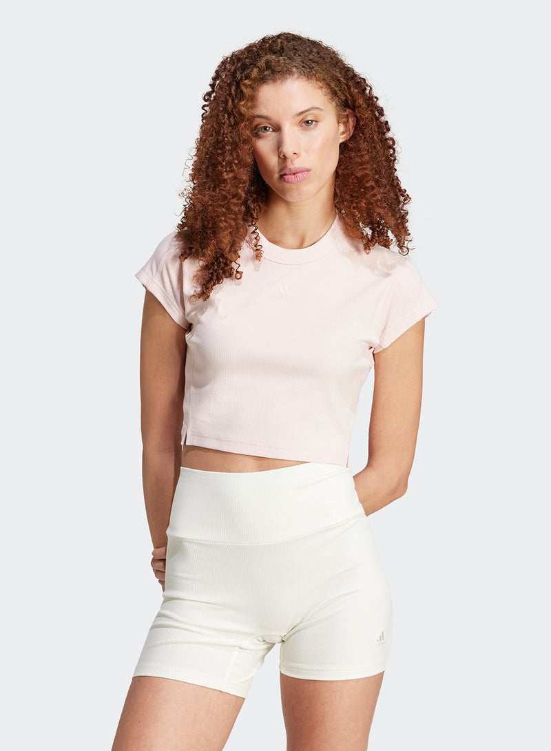 Adidas Lounge Ribbed Cropped T-Shirt  - Image 1