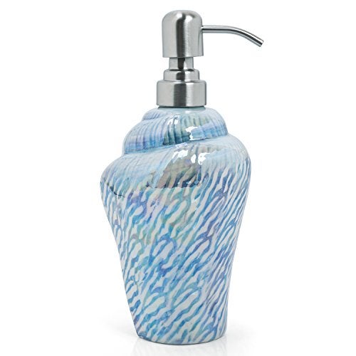 FORLONG Ocean Conch Sea Shell Ceramic Bathroom Accessories Set of 4,1 Gargle Cups 1 Toothbrush Holders 1 Soap Dishes 1 Soap Dispenser (Blue) - Image 3