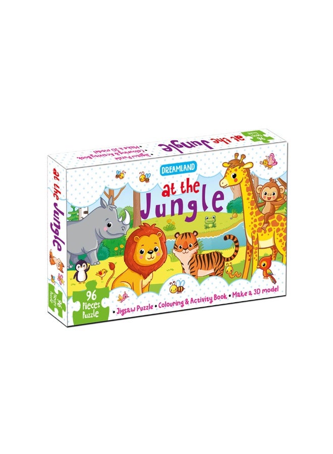 Dreamland At the Jungle Jigsaw Puzzle for Kids – 96 Pcs | With Colouring & Activity Book and 3D Model - Image 1