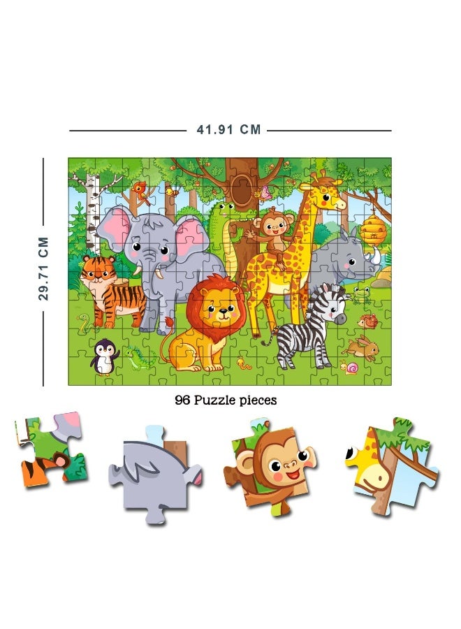 Dreamland At the Jungle Jigsaw Puzzle for Kids – 96 Pcs | With Colouring & Activity Book and 3D Model - Image 3