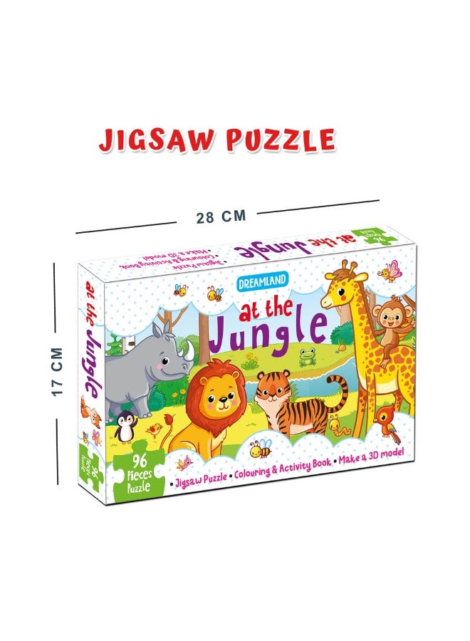 Dreamland At the Jungle Jigsaw Puzzle for Kids – 96 Pcs | With Colouring & Activity Book and 3D Model - Image 2