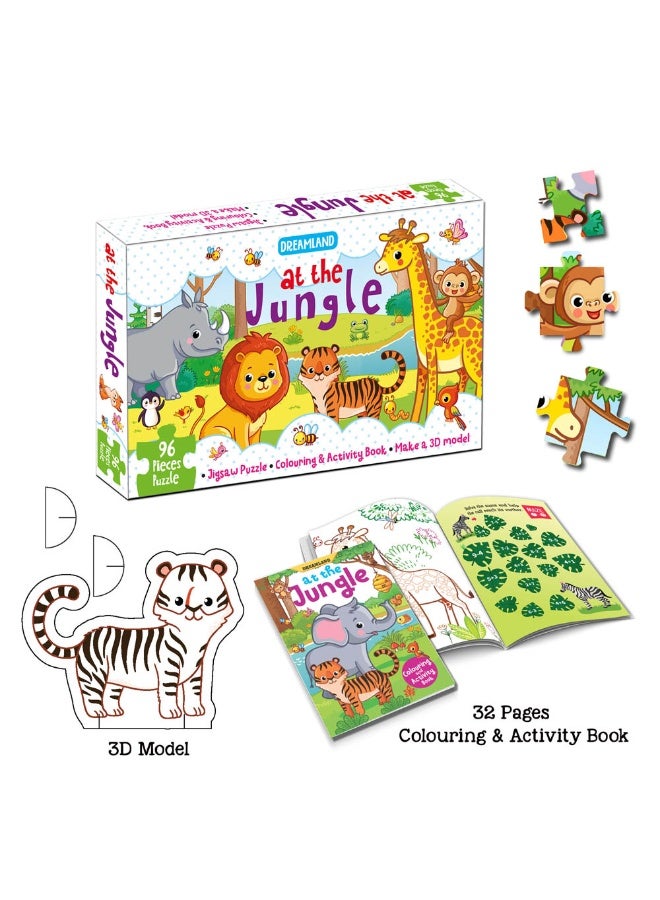 Dreamland At the Jungle Jigsaw Puzzle for Kids – 96 Pcs | With Colouring & Activity Book and 3D Model - Image 4