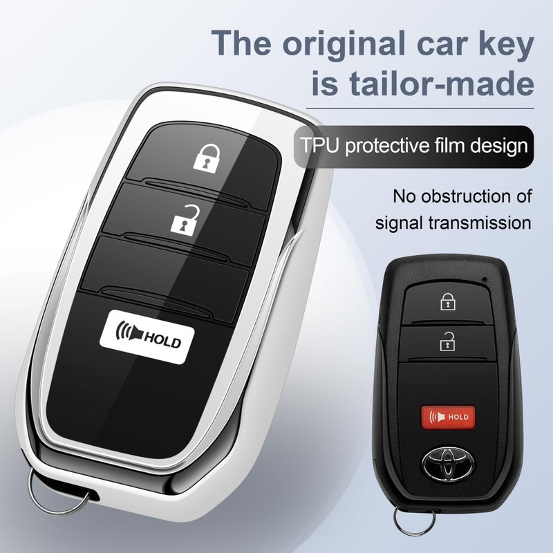 ZSPDACC for Toyota Key Fob Cover 3 Buttons Car Key Case fits 2026 2025 2024 2023 GR Corolla Cross Tacoma 4Runner Prius Land Cruiser - Image 2
