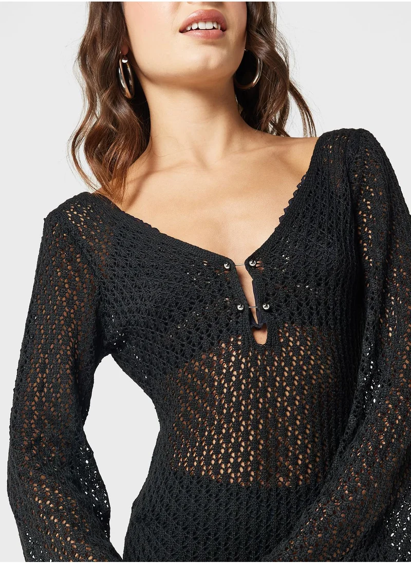 Ginger Crochet V Neck Beach Dress