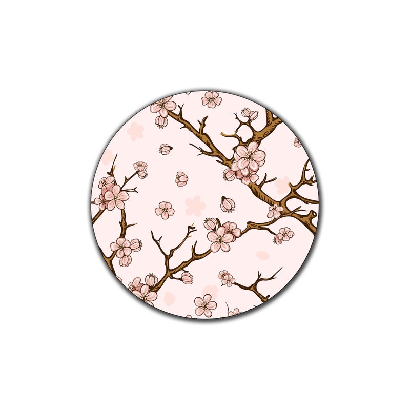 QJ CMJ Cherry Blossom Pattern Round Coaster Set - Made of Recycled Rubber - Set of 4 - Image 5