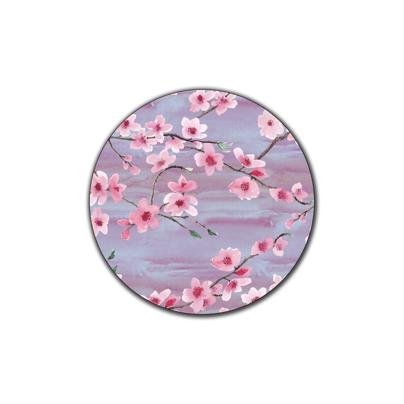 QJ CMJ Cherry Blossom Pattern Round Coaster Set - Made of Recycled Rubber - Set of 4 - Image 2